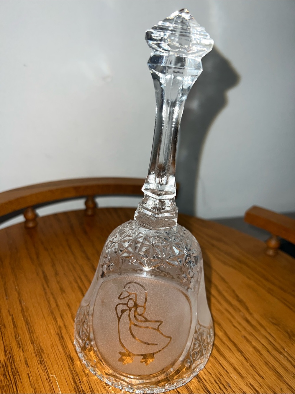 Cut Crystal Decorative Bell with Etched Duck Motif - Clear